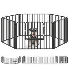 Recinto Per Cani A 6 Pannelli Modulabili Da Interno Ed Esterno, In Acciaio, 164x83x60 Cm, Nero - A - View 3