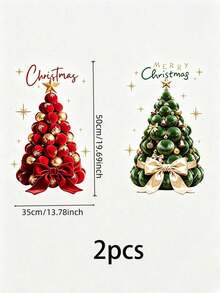 2pcs/Set Christmas Window Stickers, Christmas Tree Pattern, 35*50 Inches Reusable, Winter Window Stickers, Suitable For Home Office Glass Door Window Decoration, Wall Stickers, Room Decoration, Bedroom Decoration, Kitchen Decoration, Home Decor - Multiple Styles - View 9
