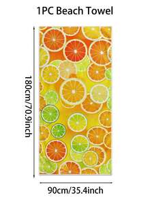 1pc Orange Fruit Pattern Beach Towel, Super Absorbent Quick Dry Bath Towel, Lightweight Soft Beach Blanket, Suitable For Beach, Swimming, Outdoor, Travel, Ideal Beach Essential - Multicolor - View 13