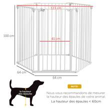 Barrière De  Parc Enclos Chien Pliable Modulable 6 Panneaux Avec Porte Hauteur 100 Cm Blanc - A - View 6