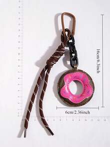 Donut Nylon Rope Keychain, Couple Cute Cartoon PU Leather Bag Charm, Versatile Hanging Accessory - Multicolor - View 6