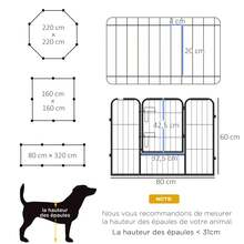 Luxe Parc Enclos Modulable Acier époxy Porte Verrouillable Pour Chiens, Lapins, Rongeurs, Petits Animaux, Intérieur Et Extérieur 80 X 60 Cm Noir - A - View 6