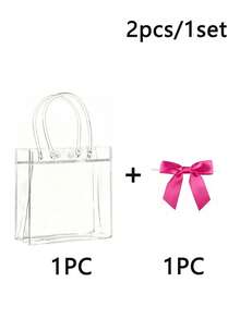 2/8/16pcs Transparent Plastic Gift Bags, Reusable PP Material, With Handle And Bow, Suitable For Wedding, Bridal Shower, Birthday Party, Gender Reveal Party, Small Business And Other Occasions, Mother's Day (Rose Red) - Multicolor - View 11