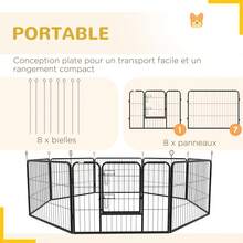 Luxe Parc Enclos Modulable Acier époxy Porte Verrouillable Pour Chiens, Lapins, Rongeurs, Petits Animaux, Intérieur Et Extérieur 80 X 60 Cm Noir - A - View 8
