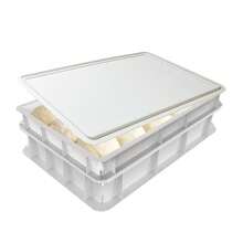 Pizzaballenbox mit Deckel 40x30x7,5 cm, stapelbare Teigbox lebensmittelecht , Gärbox für Pizzateig, Brotteig und Sauerteig, Teigwanne für Küche und Haushalt - Übersicht 1