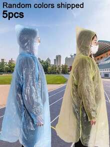 1/2/3/4/5/8pcs Disposable Portable Rain Poncho, Lightweight Transparent Waterproof Adult Emergency Raincoat, Random Style, Suitable For Camping, Hiking - Multicolor - View 11