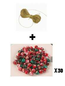 1.5CM Mini Christmas Ball Ornament, Random Color Red/Green Fabric Wrapped Plaid Pattern (Red/Green/White), With Gold Cap And Hook, Christmas Tree Decoration Ball, Suitable For Christmas Tree, Wreath, Bouquet, Winter Wonderland Party Decor - How Many - View 11