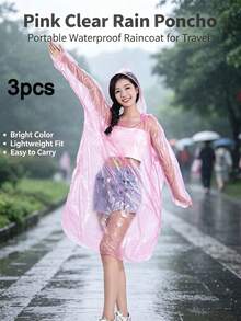 Unisex Disposable Rain Poncho, Compact Compressible Portable Adult Raincoat, Waterproof Emergency Outerwear, Suitable For Camping, Hiking, Cycling, Fishing - Multicolor - View 12