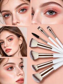 3/4/7pcs Professional Makeup Brush Set, Soft Synthetic Bristles, Foundation, Powder, Blush, Concealer, Eyeshadow, Eyebrow Brushes, Full Face And Eye Makeup Tools, Includes Gift Box, Suitable For Daily Makeup And Travel, Ideal Gift For Girls And Women - Multicolor - View 7