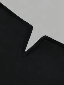 DONICY ملابس علوية نسائية سوداء للخريف بياقة مربعة وأكمام طويلة، تصميم صدر مفتوح، خصر مكشكش بقصة ضيقة - الأسود - مشاهدة 3
