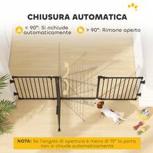 Cancellino Per Cani Pieghevole In Acciaio Con Chiusura Automatica, 202.5x2x76cm, Nero - A - View 8