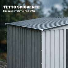 Capanno Attrezzi In Metallo 1.5x2m Con Base, Porta Scorrevole E Tetto Inclinato, Bianco - A - View 10
