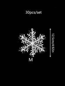30pcs/Set White Snowflake Christmas Hanging Decorations, Christmas Tree Snowflake Ornaments, Suitable For Home Party, Christmas Tree Decoration, Holiday And New Year Celebration - White - View 9