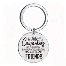 1pc Funny Stainless Steel Keychain, Thoughtful Gift For Colleagues, Workplace Friends, Team Partners, Retirement Commemorative Key Ring - Silver - View 7
