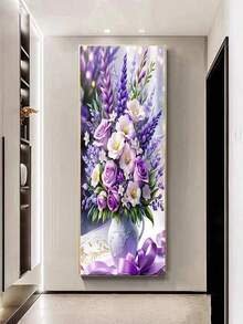 1pc 5D Purple Floral Rhinestone Art DIY Kit - Acrylic Art Canvas Diamond Painting Home & Garden Decor, Perfect Handmade Gift For Family, Canvas Material - Multicolor - View 15