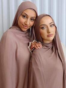 1pc High-Quality Solid Color Soft Breathable Viscose Headscarf, Suitable For Daily Wear With Robes Or Dresses, Modest Fashion - Multicolor - View 10