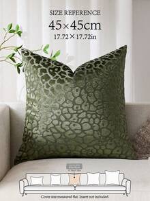 1pc Olive Green Leopard Print Pillow Cover (No Insert), Modern Jacquard Velvet Square Decorative Throw Pillow Case, Suitable For Sofa, Bed, Bedroom, Holiday, Party Decor, Gift, Home Decor, All Season - Olive Green - View 14