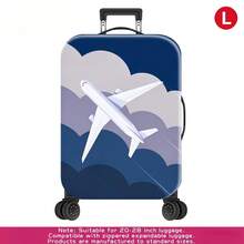 1件 S/M/L/XL 森林油畫風景 + 極簡飛機圖案行李箱套，耐磨彈性旅行行李箱防塵罩 - 藏蓝色 - 查看 8