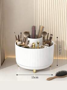1pc Rhinestone 360° Rotating Storage Box, Large Capacity, Colorful Rhinestone Inlaid Surface, Luxurious Sparkling Style, Full Rhinestone Pattern, Hexagonal Column Shape, Neat Edge Details, Makeup Tool Container, Suitable For Bedroom Vanity, Makeup Room Desktop And Other Scenes - Multicolor - View 11