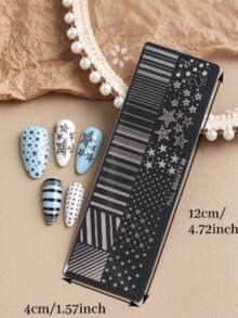 Line And Dot Pattern Nail Art Template, 1 Set. Easy-To-Use Nail Art Stamping Plate, Suitable For DIY Design With Gel Nail Polish. Classic Line And Dot Pattern Reusable Nail Design Template, Suitable For Home And Nail Salons. - Multicolor - View 3