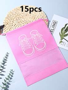 1/3/5/10/15pcs Travel Shoe Storage Bags, Waterproof Drawstring Shoe Bags, Neutral Cartoon Boots Shoe Boxes, Suitable For Travel, Vacation, Mailing, School - Multicolor - View 14