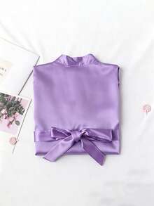 Customized Personalized Satin Bridal & Bridesmaid Long Wedding Robe, Embroidered Design Letter Embroidery, Lace Trim Pajamas Homewear Set, Bridal Gift - Multicolor - View 41