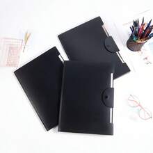 1pc A4 Folding File Folder, 12 Pockets Waterproof Expandable Document Bag, Round Snap Button Large Capacity Multi-Layer Paper Classification Storage Bag, Suitable For Office And School Document Storage And Organization - Multiple Styles - View 4