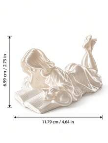 Long-Haired Woman Reading Figurine With Cat And Open Book, Reclining Pose With Raised Legs, Desktop And Bookshelf Decor For Living Room, Bedroom, Study And Office, Mother's Day, Birthday, Housewarming And Christmas Gift For Book Lovers - Statue Ornament - View 3
