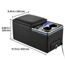 كونسول مركزي عالمي لمقعد الخلف مع إضاءة محيطية ب- 7 ألوان، شحن USB/Type-C/ولاعة سجائر، منظم كونسول مركزي للمقعد الخلفي مع حامل أكواب وهاتف لسيارات MPV، سيدان، SUV - سلكي - مشاهدة 10