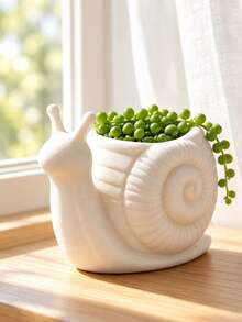 2pcs Healing Snail Shaped Flower Pots, Matte White Desktop Small Greenery Pots, Can Be Used As Plant Pots Or Desktop Decor, Perfect Gift For Housewarming And Anniversary - Multicolor - View 10