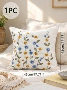 1件裝清新幻想花卉植物刺繡枕套，適用於沙發、客廳與臥室（不含枕芯，可機洗，隱形拉鍊設計） - 彩色 - 查看 8