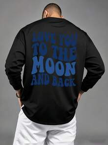 Men's Summer Fashion Versatile Minimalist Melting English Print Crew Neck T-Shirt - Black - View 1