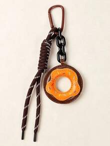 Donut Nylon Rope Keychain, Couple Cute Cartoon PU Leather Bag Charm, Versatile Hanging Accessory - Multicolor - View 11