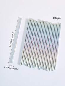 100/50/25/10pcs Disposable Paper Straws, Silver Pearlescent Film Paper Straws, Gradient Paper Straws, Candy Support Sticks, Suitable For Cocktails, Birthdays, Barbecues, Events And Celebrations - Multicolor - View 9