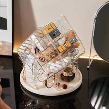 2/1pc Makeup Organizer Box + Flip Lid Small Box Set, Makeup Storage Organizer, Rotating Makeup Storage Rack With Perfume Holder, Multi-Layer Acrylic Makeup Storage Rack, Lipstick Holder, Brush Holder, Bedroom Decor Vanity Storage Rack, Room Decor - Multicolor - View 10