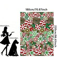 1件裝聖誕糖果螺旋法蘭絨披毯，紅綠對比糖果棒紋路，冬季保暖客廳毯 - 彩色 - 查看 11
