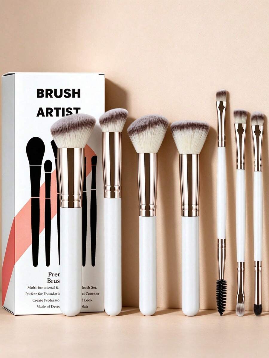 3/4/7pcs Professional Makeup Brush Set, Soft Synthetic Bristles, Foundation, Powder, Blush, Concealer, Eyeshadow, Eyebrow Brushes, Full Face And Eye Makeup Tools, Includes Gift Box, Suitable For Daily Makeup And Travel, Ideal Gift For Girls And Women - Multicolor - View 1