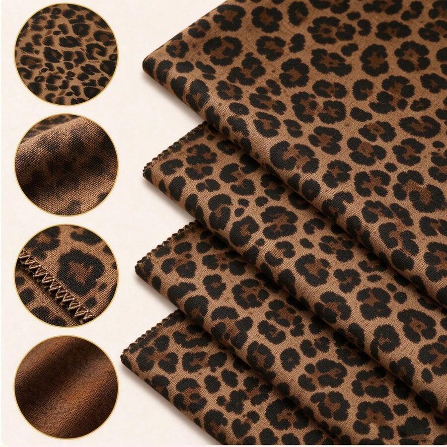 3pcs Leopard Print Fabric Squares, Made Of Soft Polyester Sewing Fabric, 14cm*70cm. Suitable For DIY Headbands, Clothing Patches, Skirt Hem Decoration And Various Handmade Projects. - Multicolor - View 1