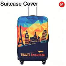 1pc S/M/L/XL Colorful World Landmark Print Elastic Suitcase Cover, Waterproof Stretch Luggage Protector Cover, Dustproof Anti-Scratch Travel Suitcase Skin For 18-32 Inch Trolley Case - Multicolor - View 14