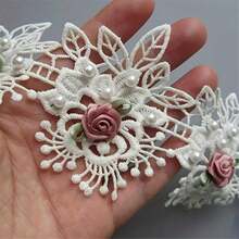 1 Yard Faux Pearl Floral Pattern Lace Trim Embroidered Lace Ribbon Fabric Clothing Decoration Clothing Accessories Sewing Supplies Accessories Sewing Craft, Handmade Materials - White - View 17