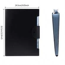 1pc A4 Folding File Folder, 12 Pockets Waterproof Expandable Document Bag, Round Snap Button Large Capacity Multi-Layer Paper Classification Storage Bag, Suitable For Office And School Document Storage And Organization - Multiple Styles - View 6