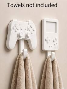 2pcs Game Controller Wall Hooks, Retro Handheld Console Shaped Decorative Wall Hooks, Creative Controller Shaped No-Drill Wall Mounted Storage Rack, Suitable For Living Room, Bathroom, Entryway, Bathroom Accessories, Home Storage Bathroom Storage, Essential For Game Enthusiasts, Can Hang Towels And Keys, Game Bedroom Decor, Best Christmas Gift Choice - Multicolor - View 8