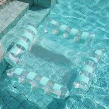 chongqishuishangfuchuang 1pc 4-Tube Inflatable Floating Mat, Transparent Sequin Striped Design, 4-Tube Air Bed With Air Tubes, Ins Minimalist Style, Foldable Water Pool Float, Suitable For Summer Water Play, Pool Party And Gathering - 4-tube Transparent Stripe - View 12
