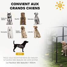 Parc Pour Chien, Enclos Chien 6 Panneaux Modulable Et Pliable, Portable En Acier Avec Porte 80 X 100 Gris - A - View 10