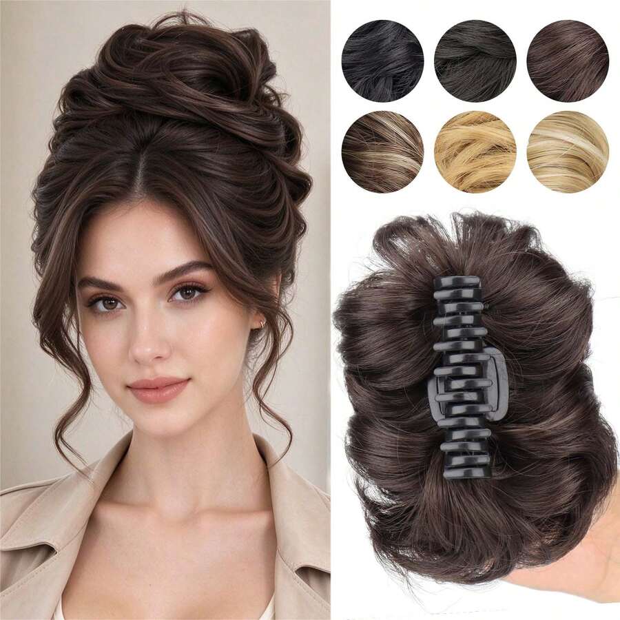 Women's Daily Synthetic Hair Bun Hair Piece, Clip-In Curly Messy Bun Hair Extension, Multi-Color