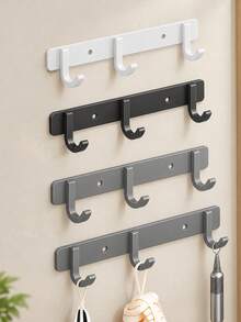 1pc Fashionable Multi-Function Nail-Free Strong Adhesive Hook Rack - Multi-Hook Rack - Suitable For Bathroom And Kitchen Wall Storage, Can Be Used To Hang Clothes, Bath Balls, Kitchen Utensils, Etc., Suitable For Entry Hall, Bathroom Shower Area, Kitchen Stove Side, Bedroom Wall Cabinet, Etc., Daily Clothing Hanging, Bathroom Supplies Storage, Kitchen Tools Hanging, Bedroom Small Item Organization, Bathroom Storage Rack, Bathroom Set, Wall-Mounted Coat Rack, Back To School & Moving Essential - Multi-color J-shaped Hook - View 10