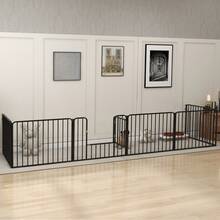 Recinto Per Cani A 6 Pannelli Modulabili Da Interno Ed Esterno, In Acciaio, 164x83x60 Cm, Nero - A - View 2