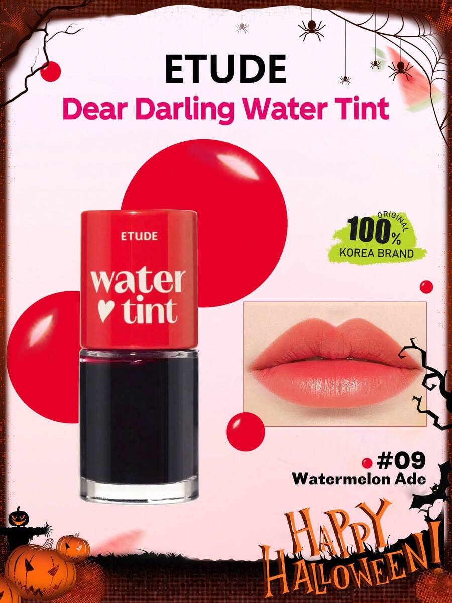 ETUDE Dear D 保濕唇彩 09 西瓜汽水色，透氣露感薄膜，不黏膩鏡面光澤，顯色加強，長效持妝，平滑塗層，磁吸外殼，斜角刷頭，上鏡效果，K-Beauty 韓系彩妝，禮品，9g/0.31oz