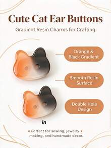 Random Mixed Color Patchwork Buttons, Orange Brown Leopard Print Cat Head Shaped Buttons, Creative Asymmetrical Shape, Handmade Sewing Accessories, Suitable For Clothing Decoration, Coat Collar And Cuff Decoration - Multicolor - View 4