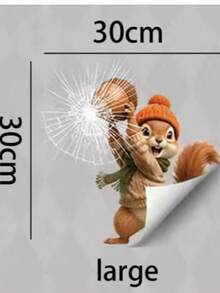 1PC Playful Squirrel Throwing Pinecones At The Window-Static-Cling Window Decal; Suitable For Shop Windows And Home Windows To Create An Autumnal Atmosphere; Made Of Reusable PVC Material. - Multicolor - View 7